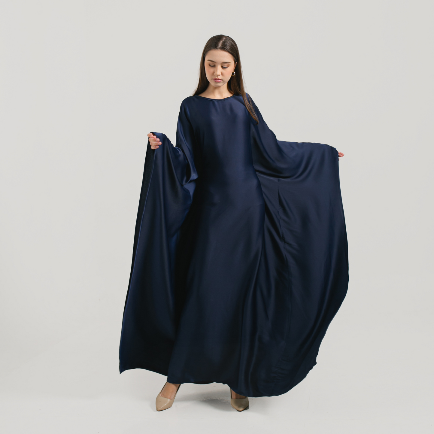 serene-luxury-eid-abaya-premium-silk-navy-blue-front-pose-angle