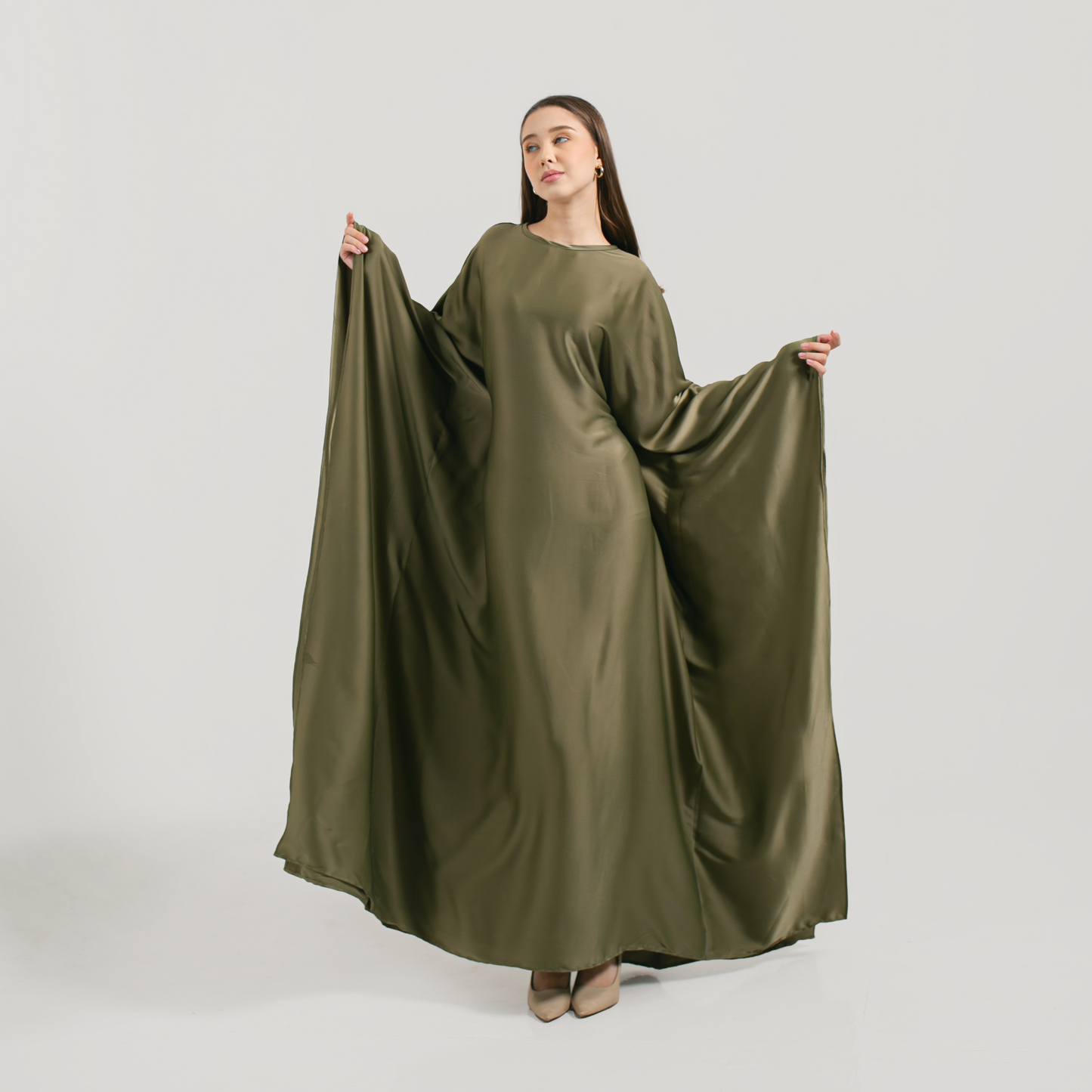 serene-luxury-eid-abaya-premium-silk-olive-green-front